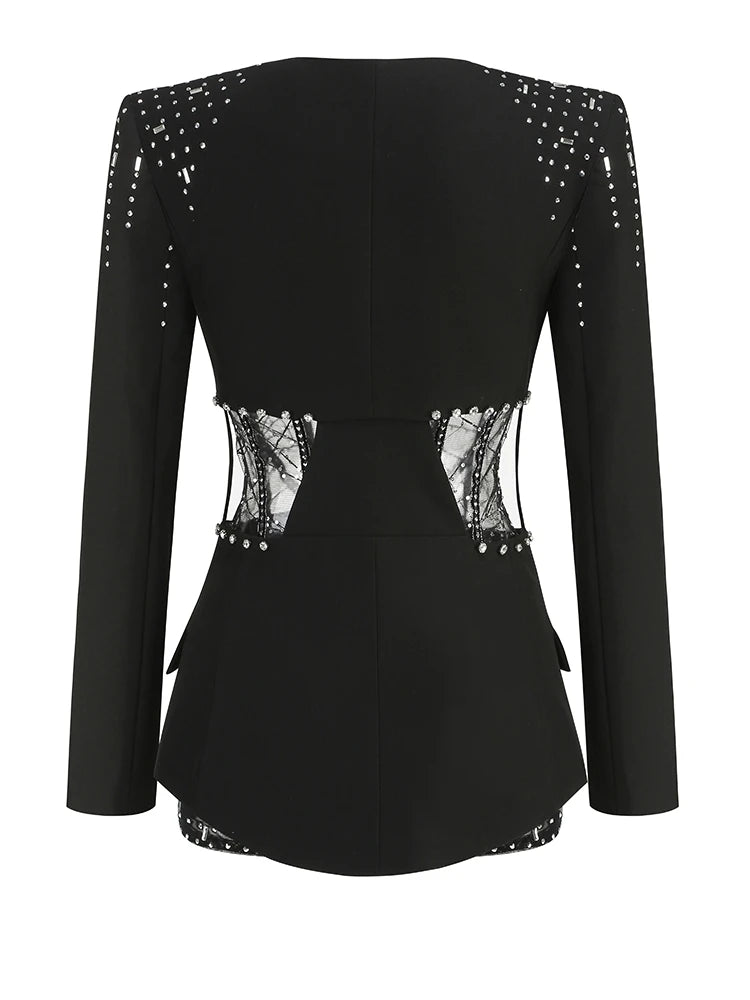 Black Diamond Sequins Blazer Dress