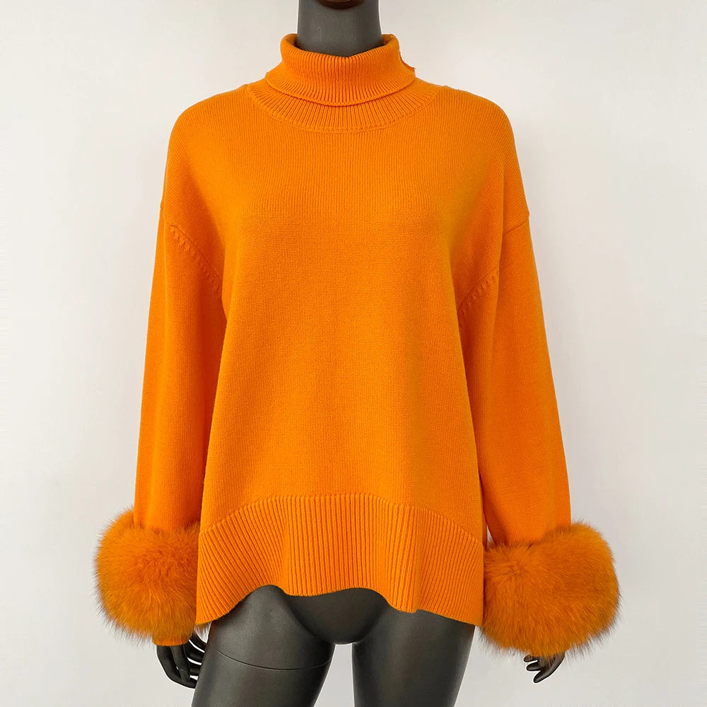 Stylish Standup Collar Loose Knitted Jumper