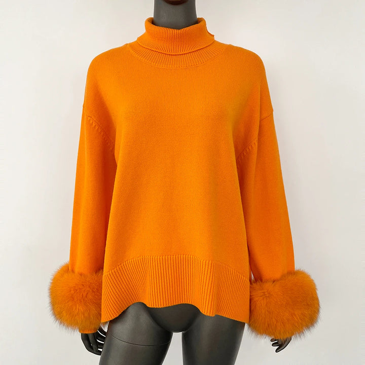 Stylish Standup Collar Loose Knitted Jumper