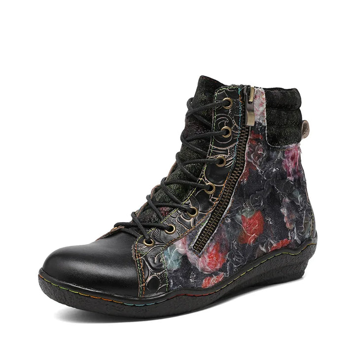 Glamorous Ethnic Flower Painting Boots
