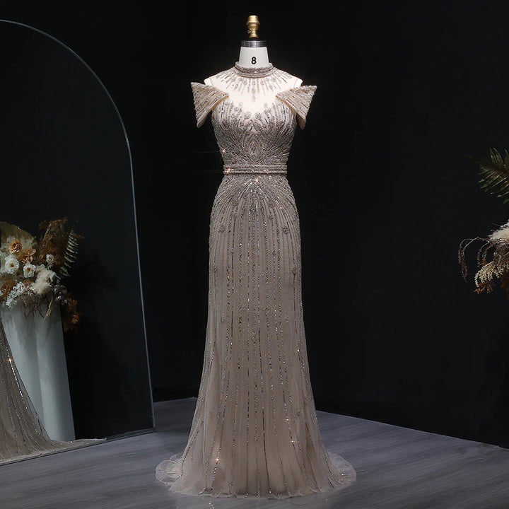 Lovely High Neck Arabic Party Prom Dress