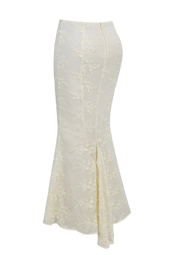 Embroidery Lace-Up 2-Piece Skirt Suit