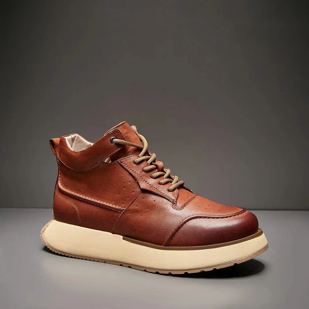 Retro Round-toe Leather Riding Shoes