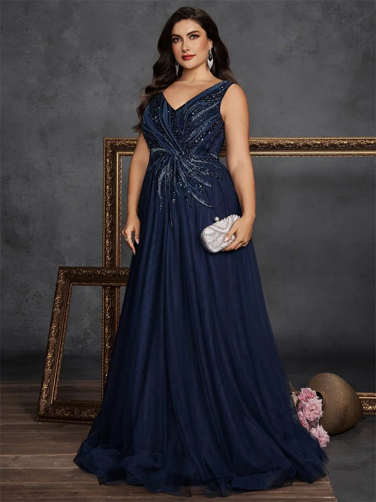 Elegant Sequin Plus Size Evening Gown