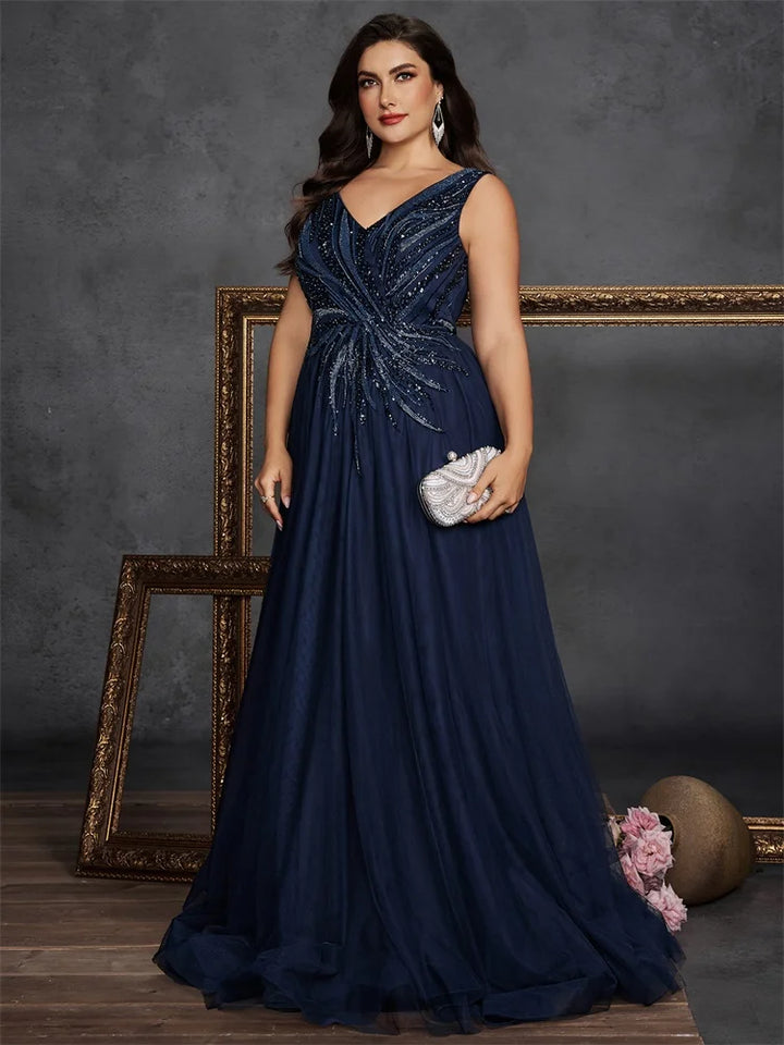 Elegant Sequin Plus Size Evening Gown