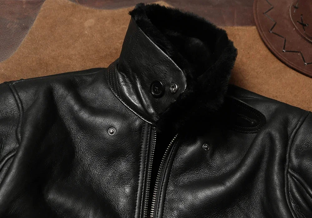 Debonair Original Sheepskin Fur Collar Jacket