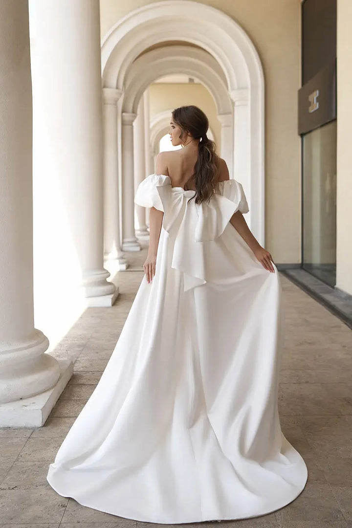Wonderful Soft Side Slit Bridal Gown