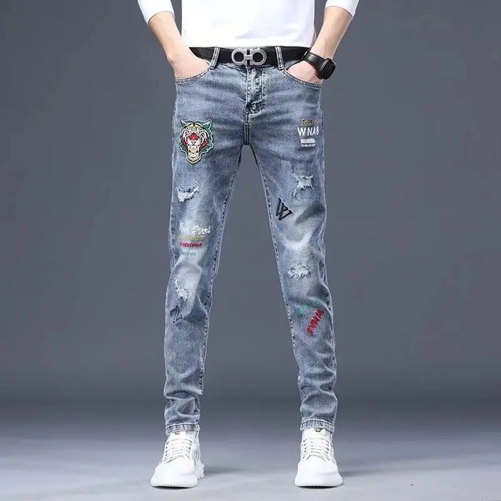 Luxury Distressed Hole Skinny Denim Pants