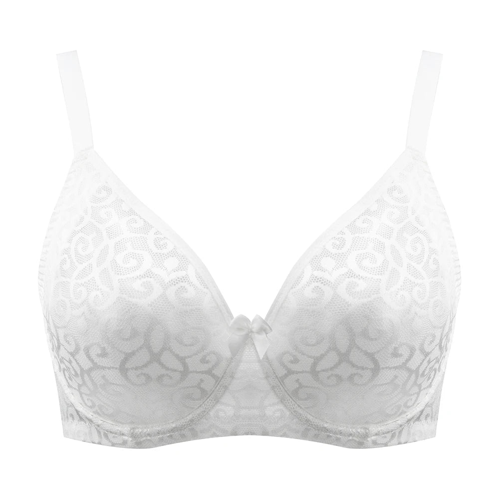 Stylish Plus Size Floral Lace Plunge Bra