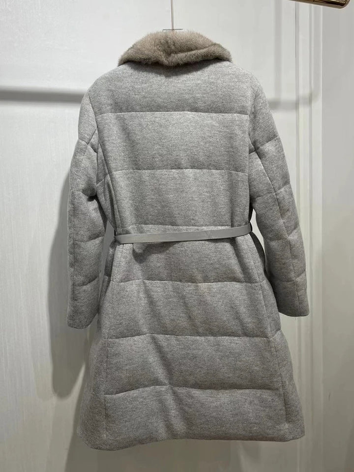 Fur Collar Cashmere Puffer Jackets