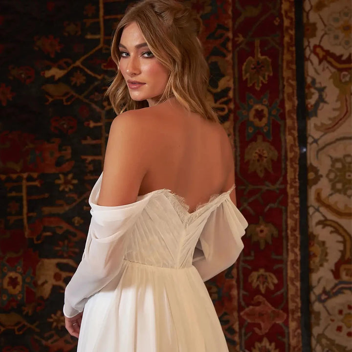 Vintage Off-The-Shoulder Bridal Dress