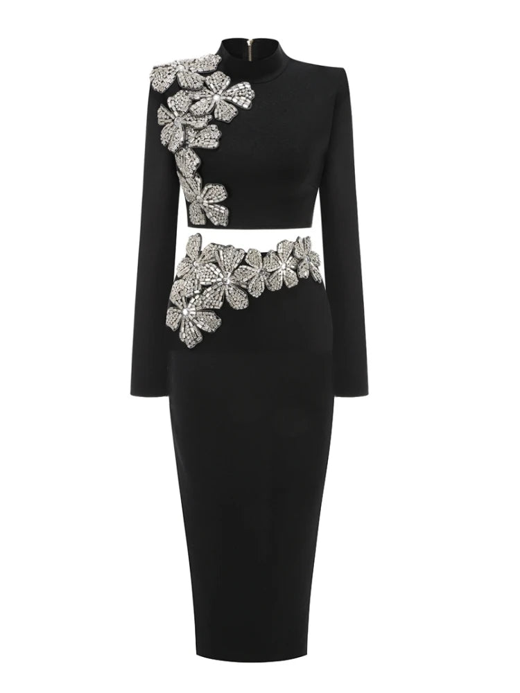 Long Sleeves Diamond Flower Women's Bodycon Dress - All For Me Today Long Sleeves Diamond Flower Women's Bodycon Dress - All For Me Today