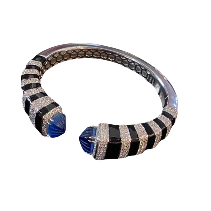 Romantic Blue Zircon Cuff Bangle