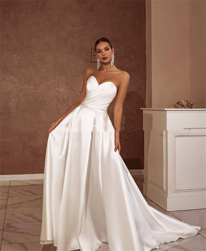 Detachable Puff Sleeves Wedding Dress