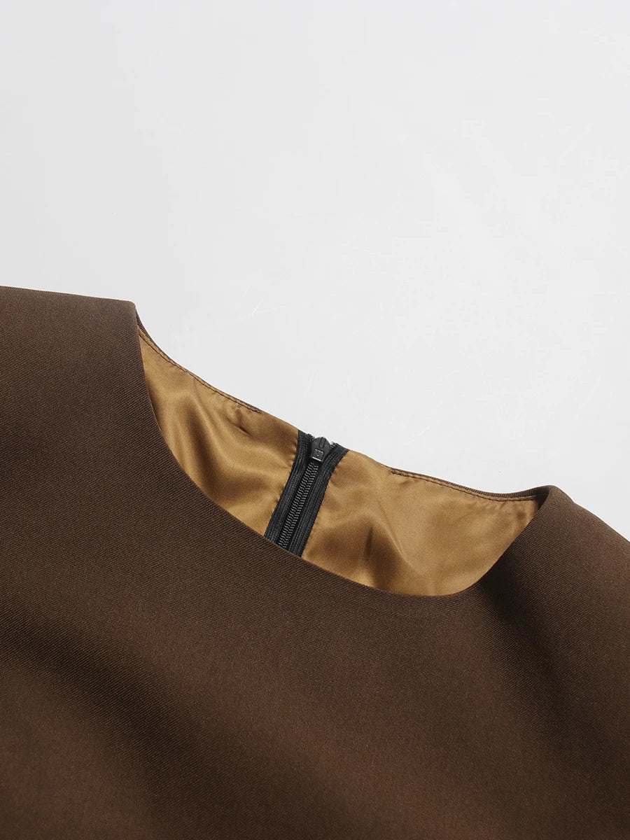 Refined Spliced A-Line Midi Dress