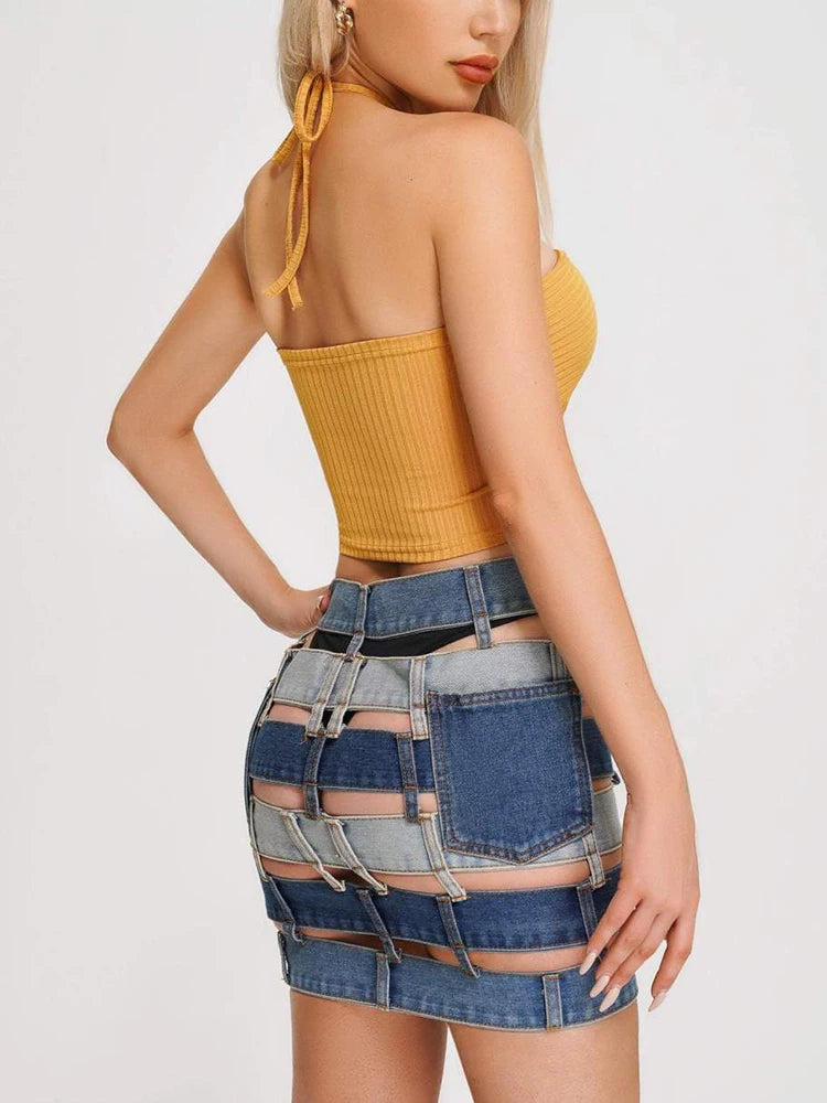 Stylish Single Breasted Mini Skirt