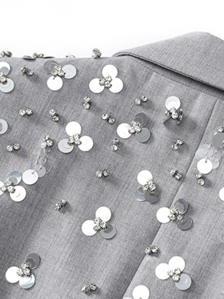 Sparkly Beaded Double Breasted Blazer