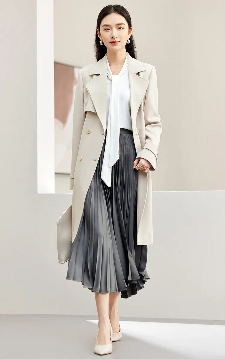 Double-lapel Belted Trench Coat