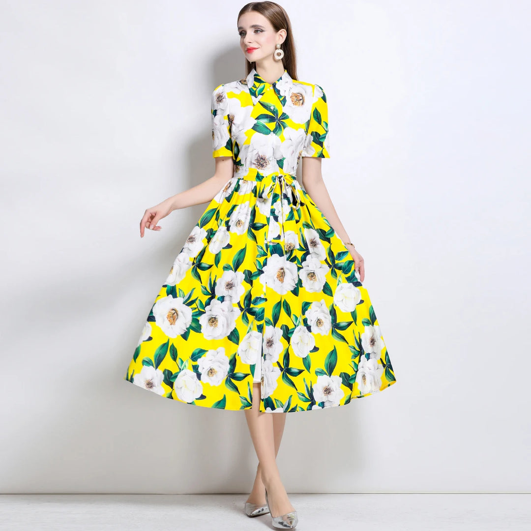 Timeless Elegance Printed Boho Flower Dress
