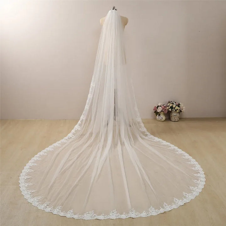 Luxury Lace Trim Bridal Veil