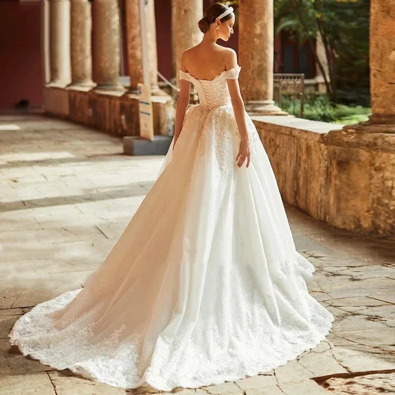 Romantic Lace-Up Back Wedding Gown