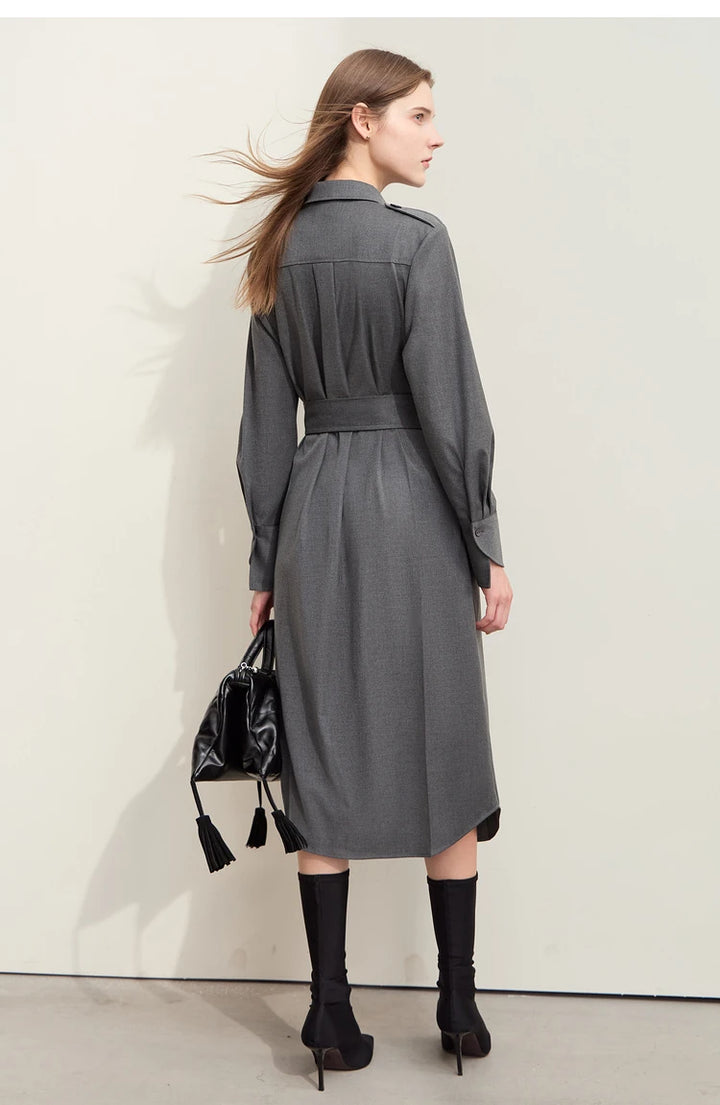 Belt Tie Retro Shirt Dress