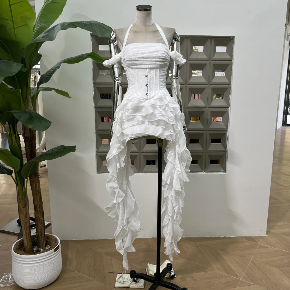 Classic Flower Ruffle Two-Pieces Dress