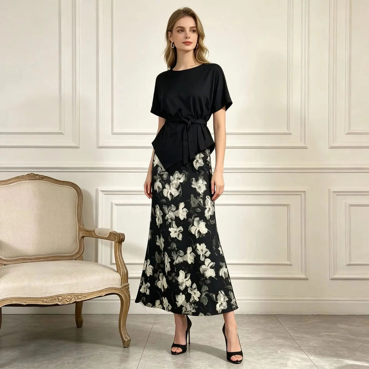 Ravishing Two Pieces Printed Skirt Dress