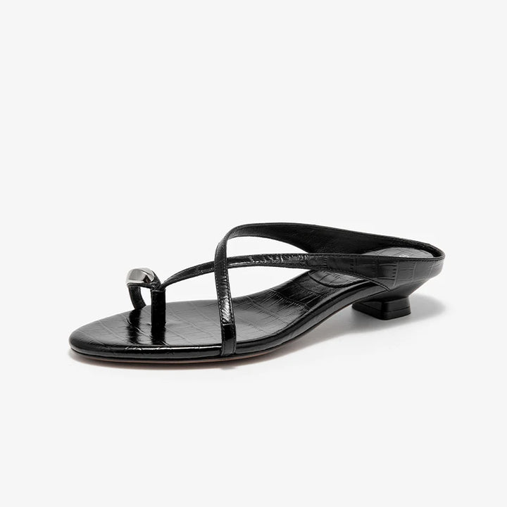 Cross Strap Sleek Leather Sandals