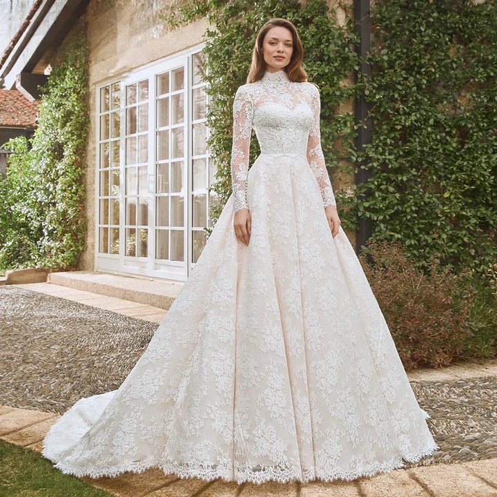 Exquisite Royal High Neck Bridal Dress