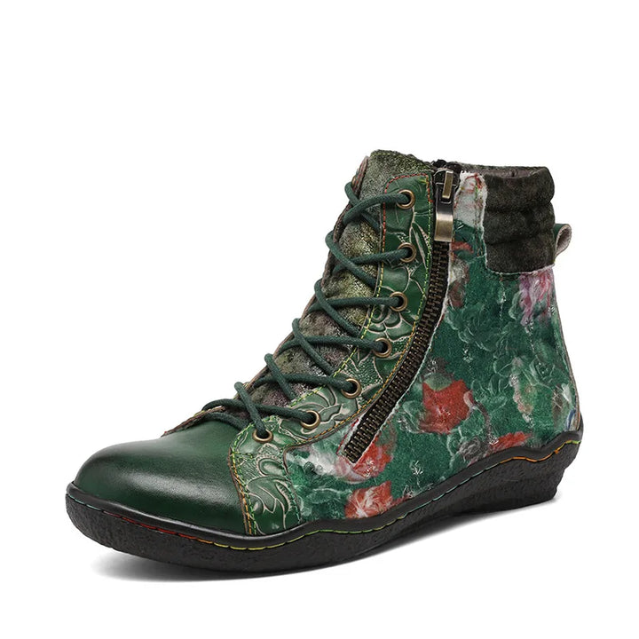 Glamorous Ethnic Flower Painting Boots