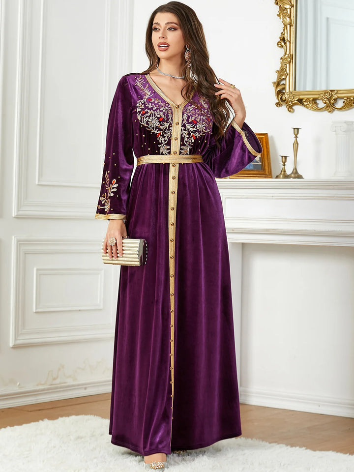 Velvet Embroidery Morocco Abaya