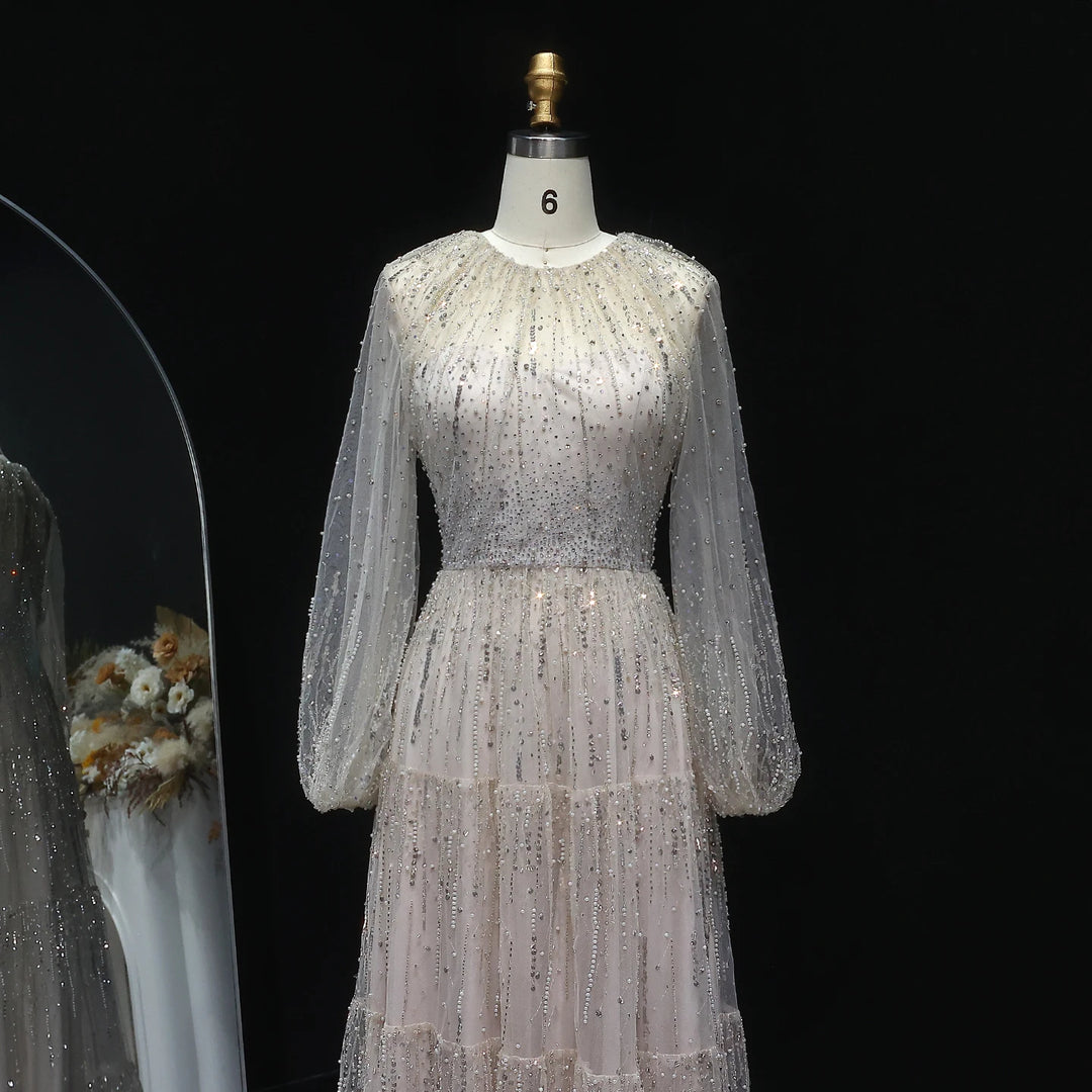 Delightful Ruffles Arabic A-Line Gown