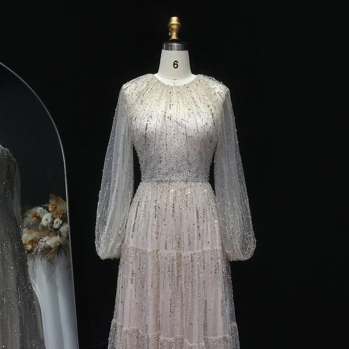 Delightful Ruffles Arabic A-Line Gown