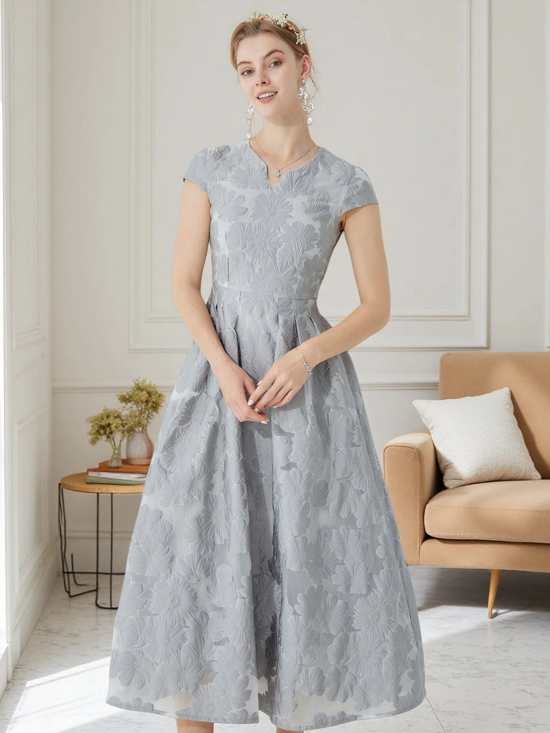 Decorous Floral Organza Maxi Dress