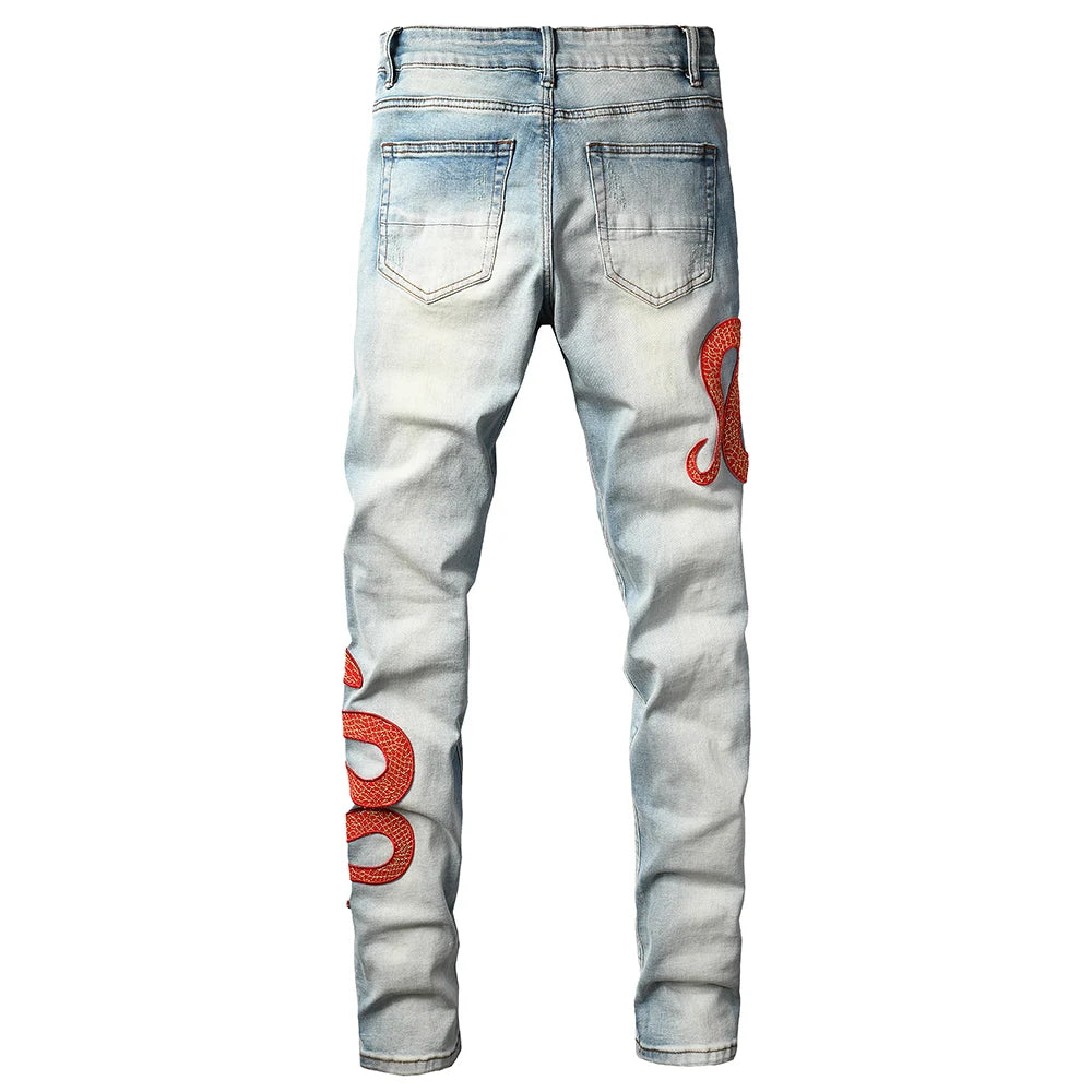 Fancy Tapered Distressed Denim Pants