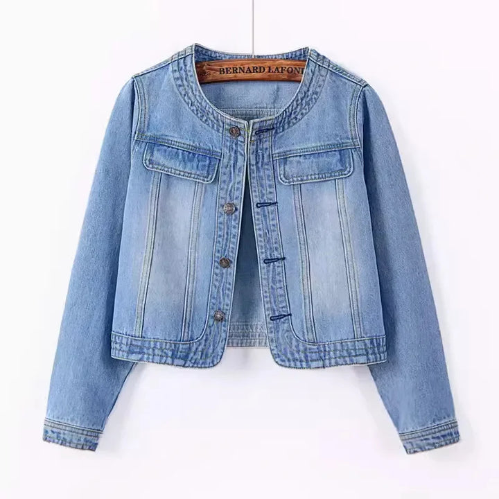 Trendy Cropped Denim Jeans Jacket
