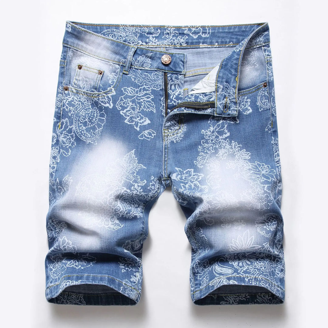 Classic Blue Stretch Denim Shorts