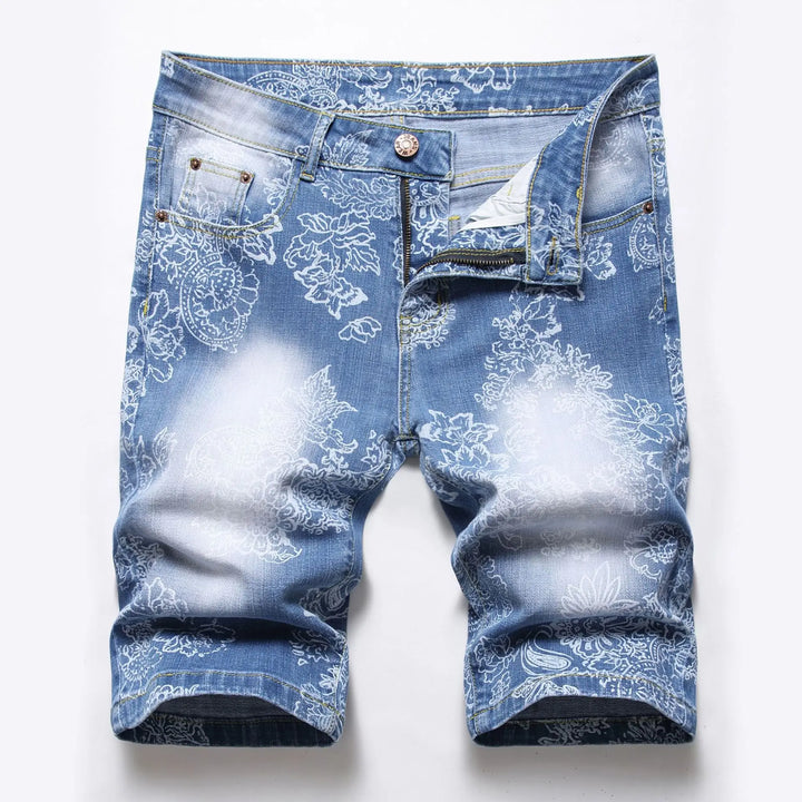 Classic Blue Stretch Denim Shorts