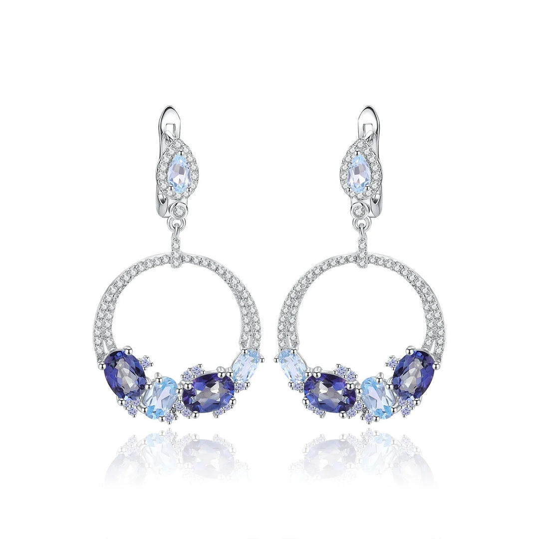 Shiny Topaz Statement Dangle Earrings