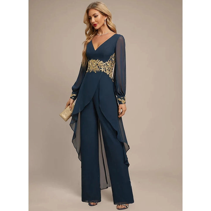 Deep V-neck Stylish Jumpsuit Dress