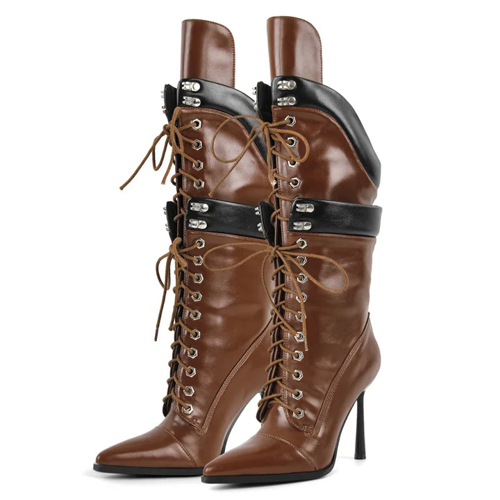 Smarty Lace-Up High Heel Boots