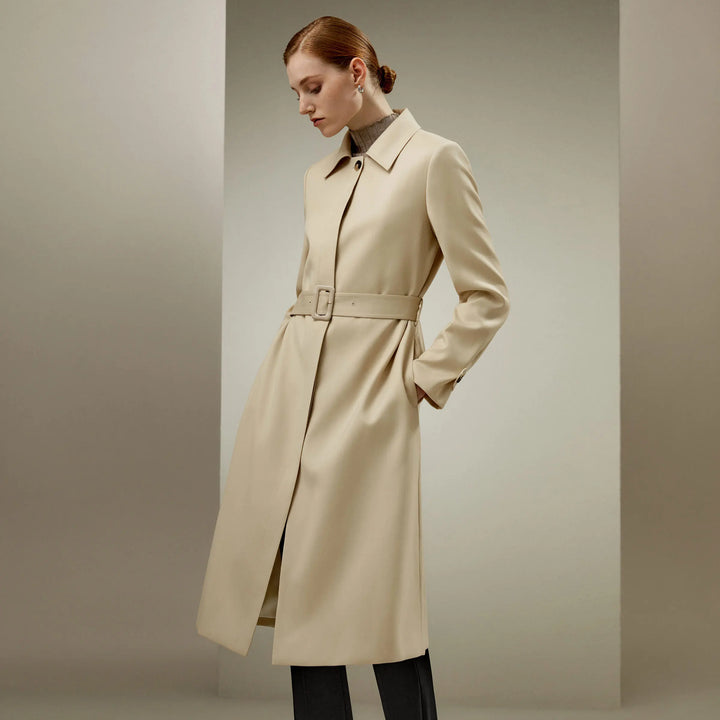 Repellent Silk-Wool Blend Trench Coat