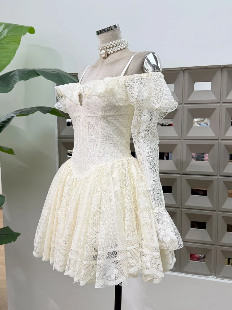 Sweet Off Shoulder Ruffle Mini Dress