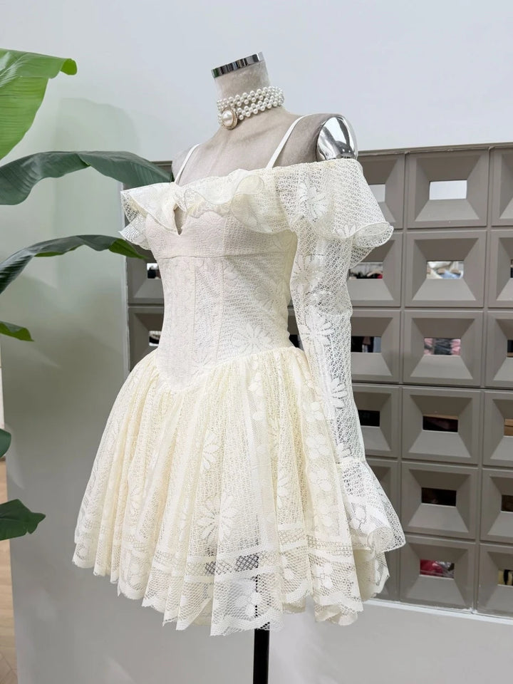 Sweet Off Shoulder Ruffle Mini Dress