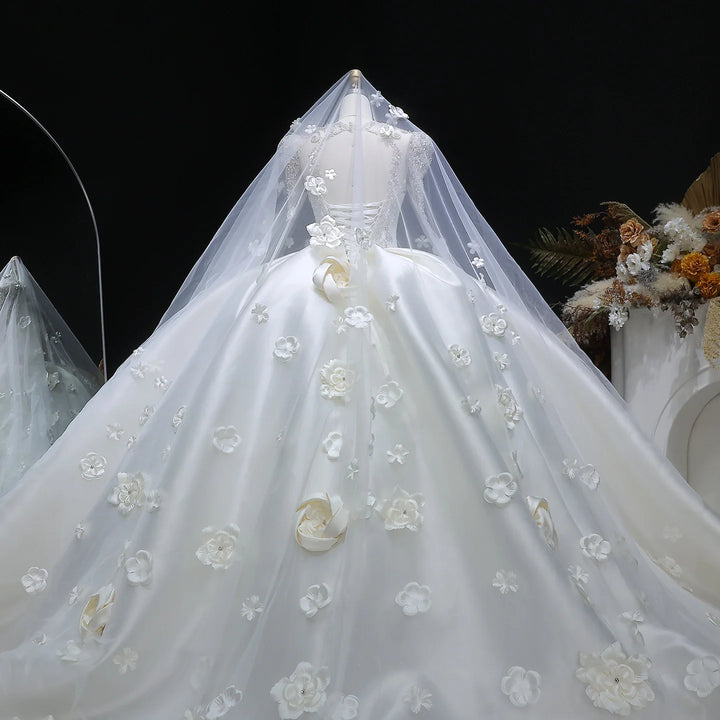 Stunning 3D Flowers Bridal Couture