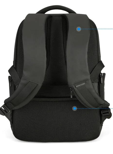 Black multi-layer women’s backpack with breathable back pad and thick shoulder straps