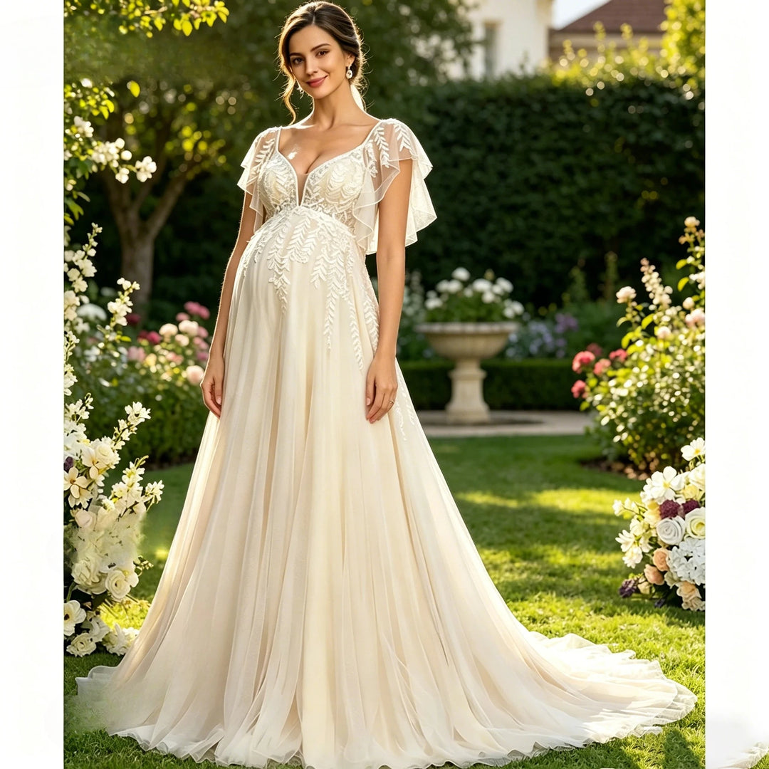 Exquisite Appliqued Bridal Gown