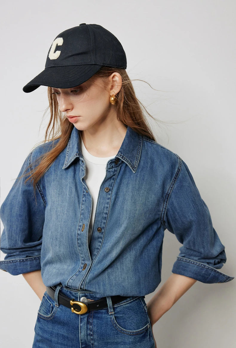 Boyfriend Style Long Sleeve Denim Shirt