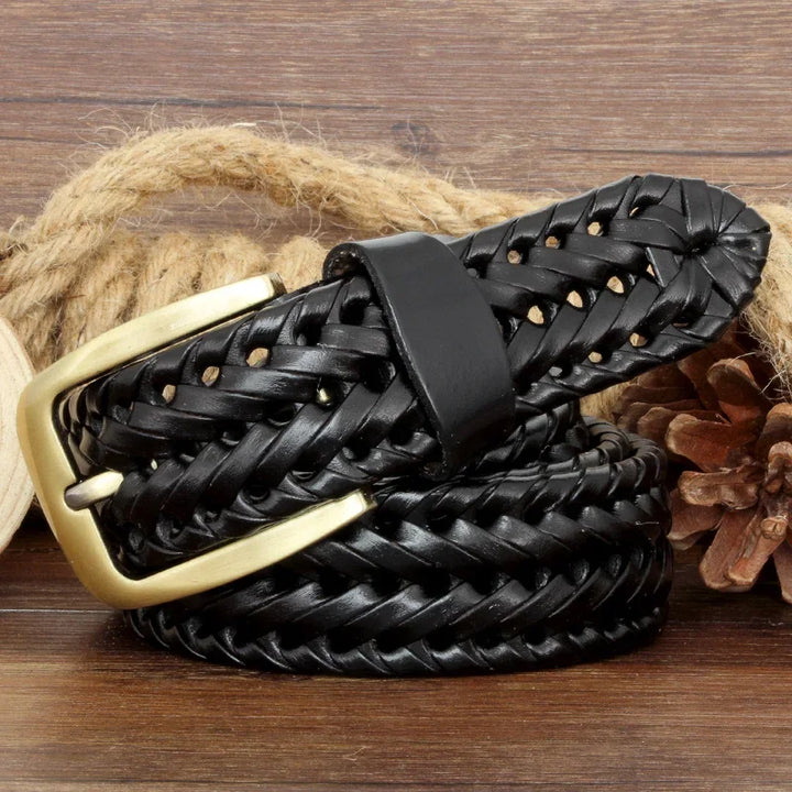Versatile Woven Knitted Leather Belt